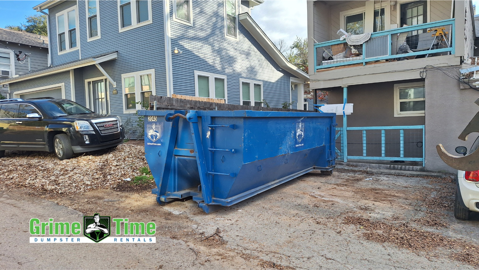 dumpster rental outside building